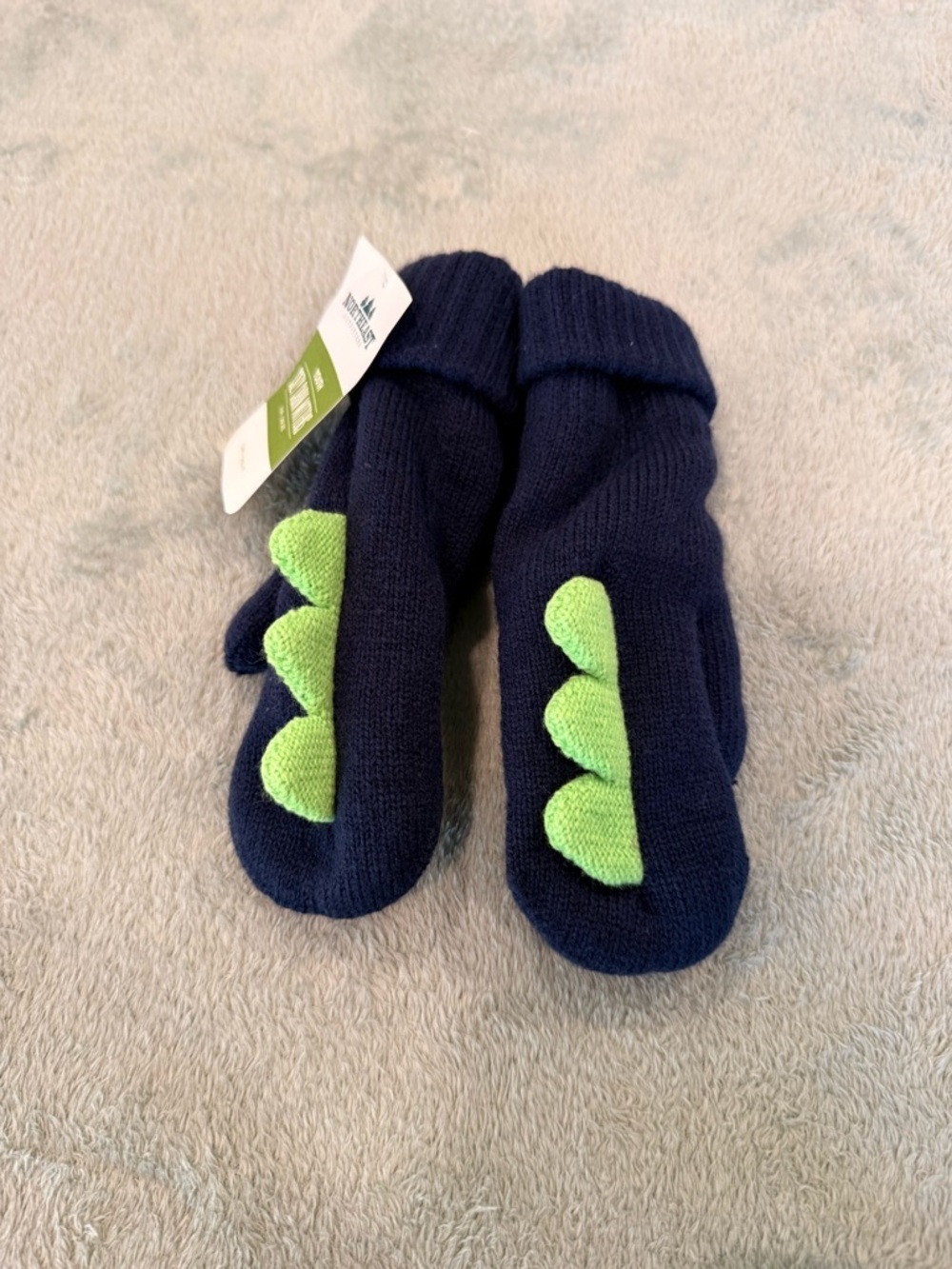 Northeast Outfitters Youth Dino Spike Mittens Navy Cozy Cabin One Size